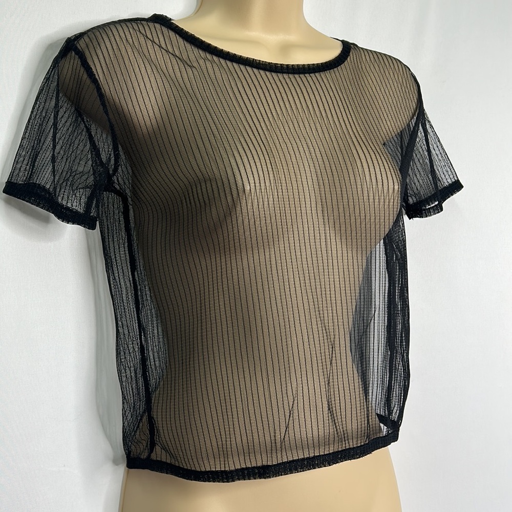 Kendall & Kylie mesh short sleeve crop top